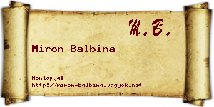 Miron Balbina névjegykártya